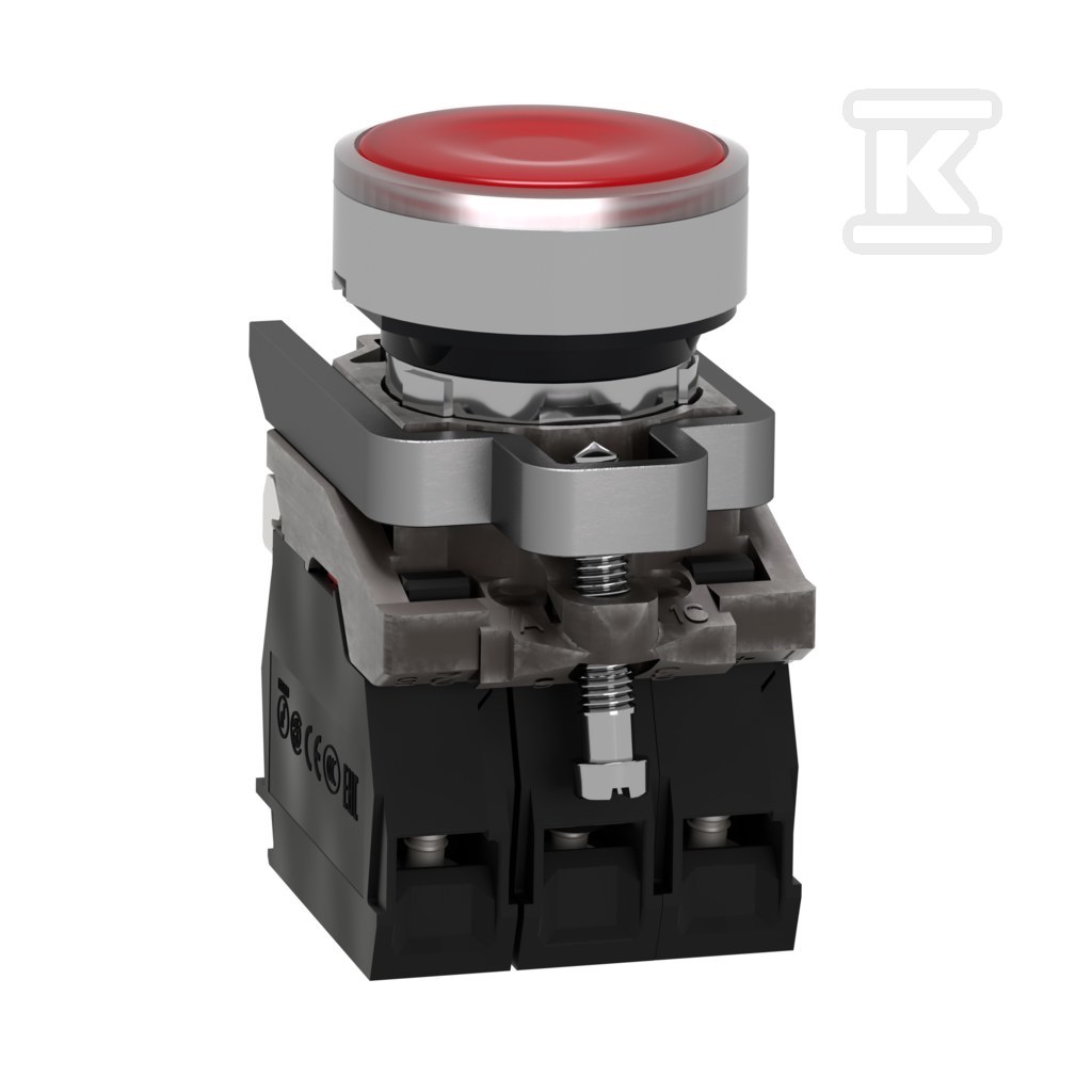 Przycisk płaski czerwony LED 110/120V, - XB4BW34G5
